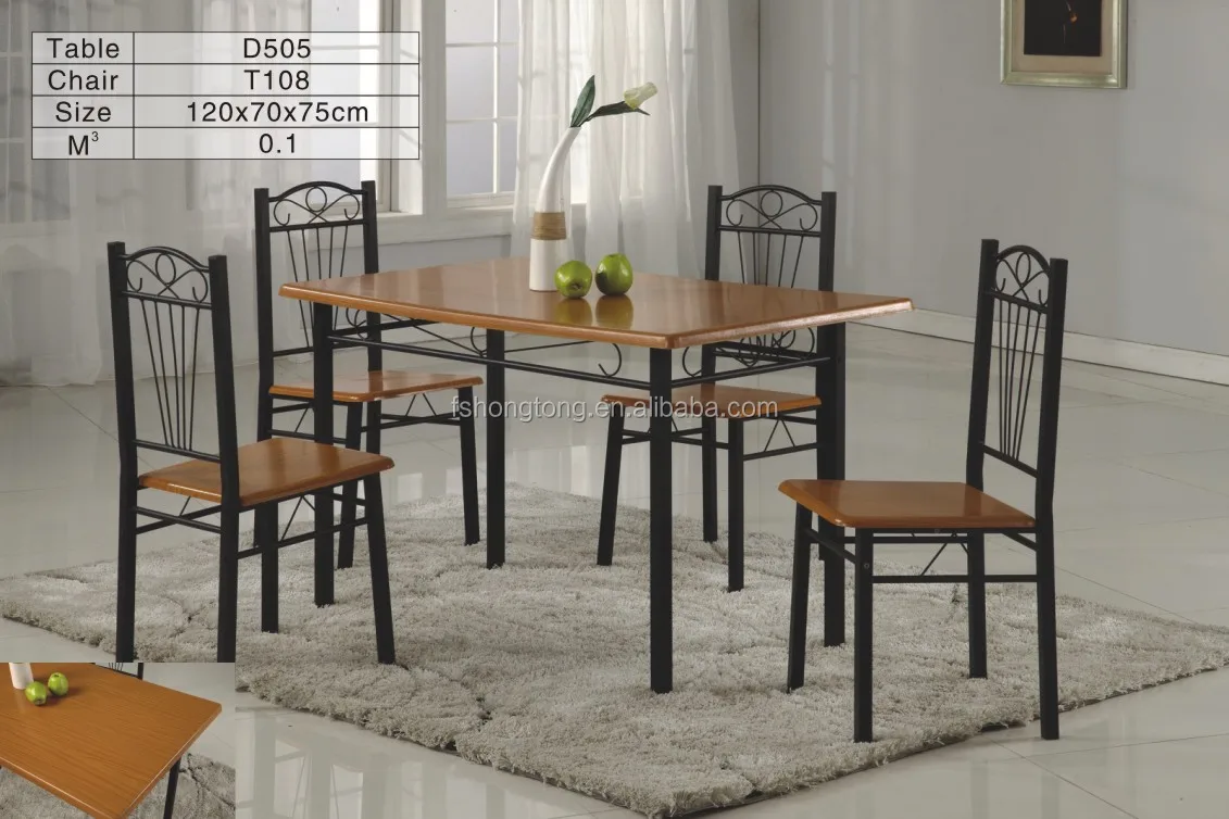 Simple Living Modern Moulded Board And Iron Leg Small Round Dining Set