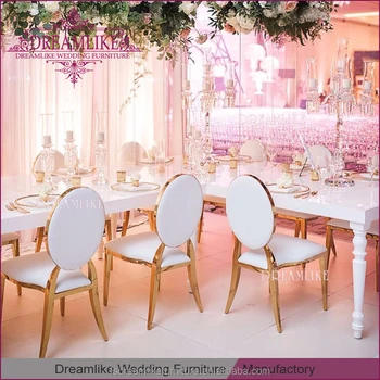 Wholesale Gold Frame Round Back White Velvet Wedding Chair For