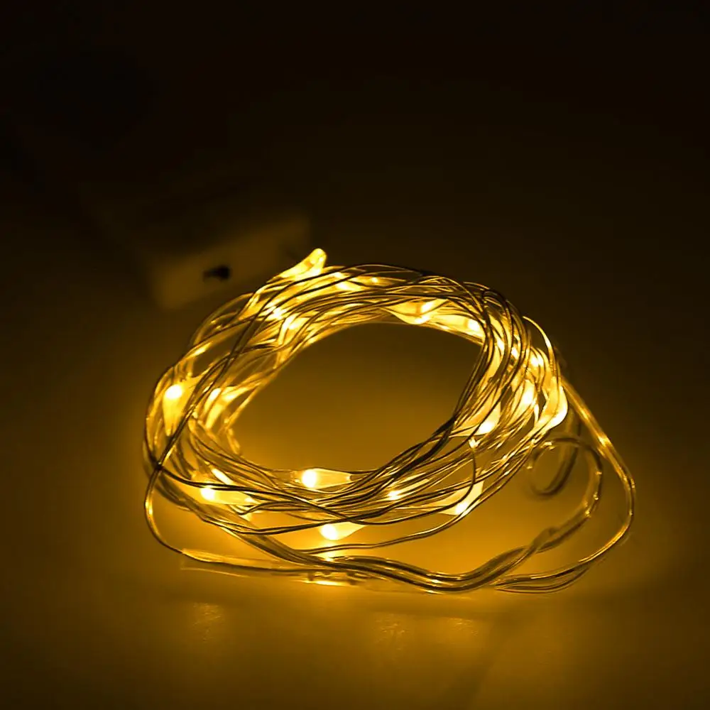 Micro Led Fairy Lights CR2032 Button Battery Operated 2M 20 LEDS Copper LED String Light for Xmas Wedding Decoration