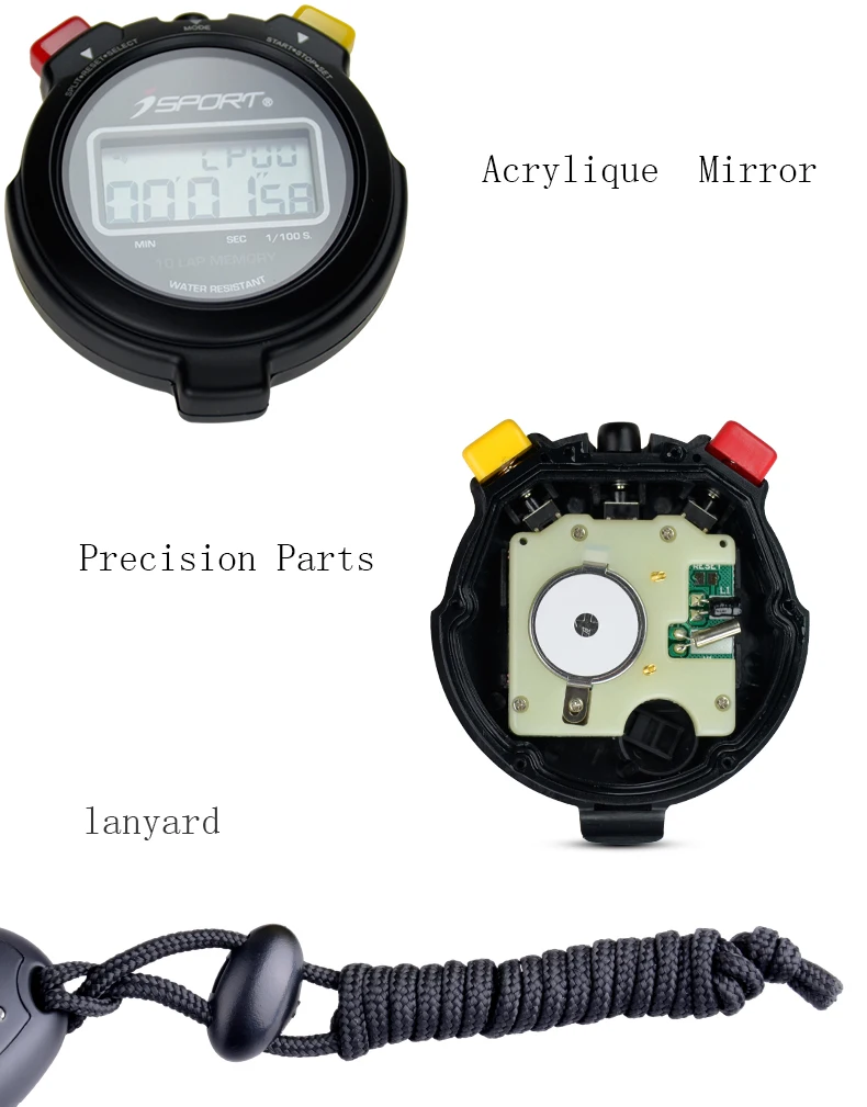 Digital 10 Lap Split Memory Daily Alarm Stopwatch 0.01 Second Precision