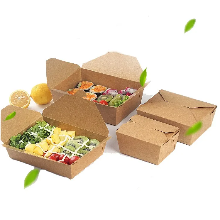 Disposable Salad Takeaway Box Bento Kraft Paper Pack - Buy Salad Paper ...