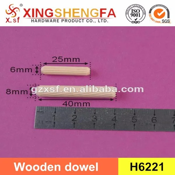 Household Furniture Hardware Kd Fitting Round Teak Solid Wooden Dowel