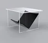 Acrylic Coffee Table With Magazine Rack,Clear Lucite Side Tea Table With Additional Shelf