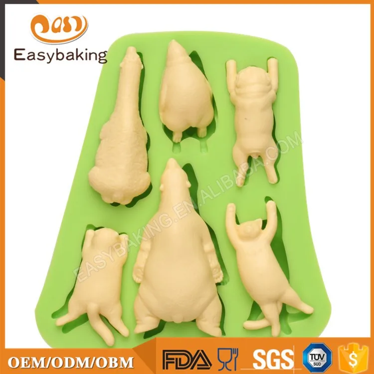 ES-0045 Moldes de silicona con temática de animales Molde de fondant para decorar pasteles