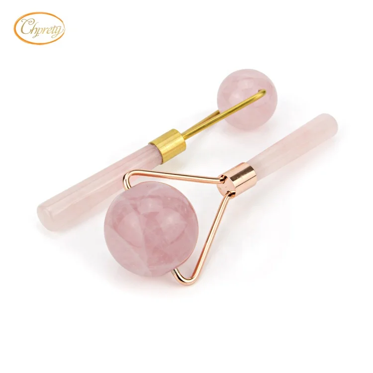 2018 New Arrival Pink Natural Rose Quartz Facial Jade Roller Crystal Guasha Stone Massage Tool