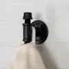 Robe And Towel Single Hook Kit Pipe Decor Heavy Duty DIY Style Rustic Chic Industrial Iron Pipe Electroplated Black Finish Wall
