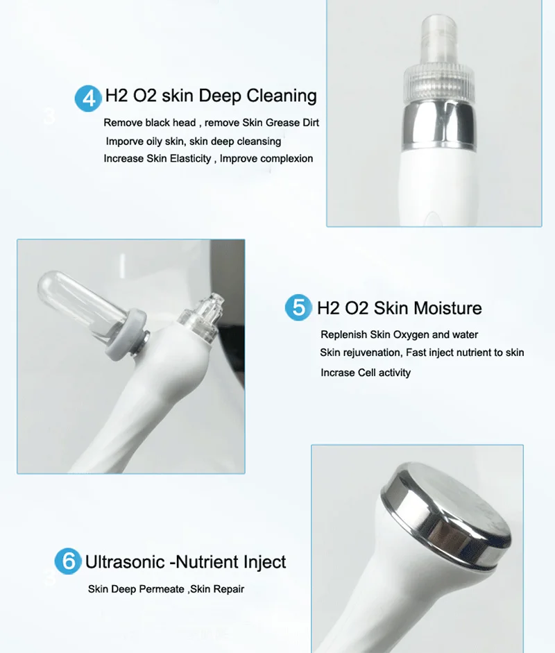 6-in-1 H2O2 hydrogen oxygen  multifunctional for skin tightening facial care device