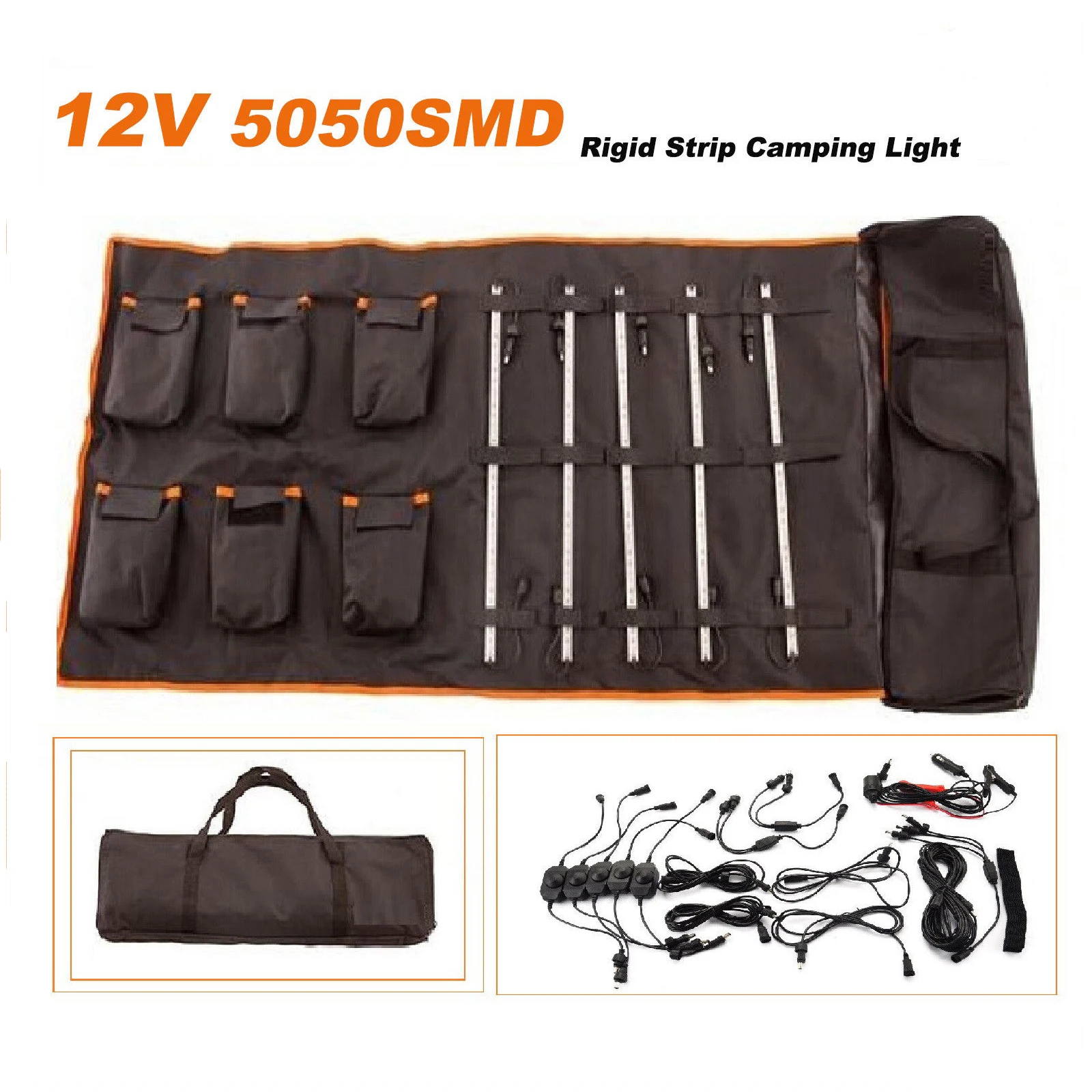 Dc12v Orange/amber Led Camping Light Bar Kit Strip Bar Rigid Caravan