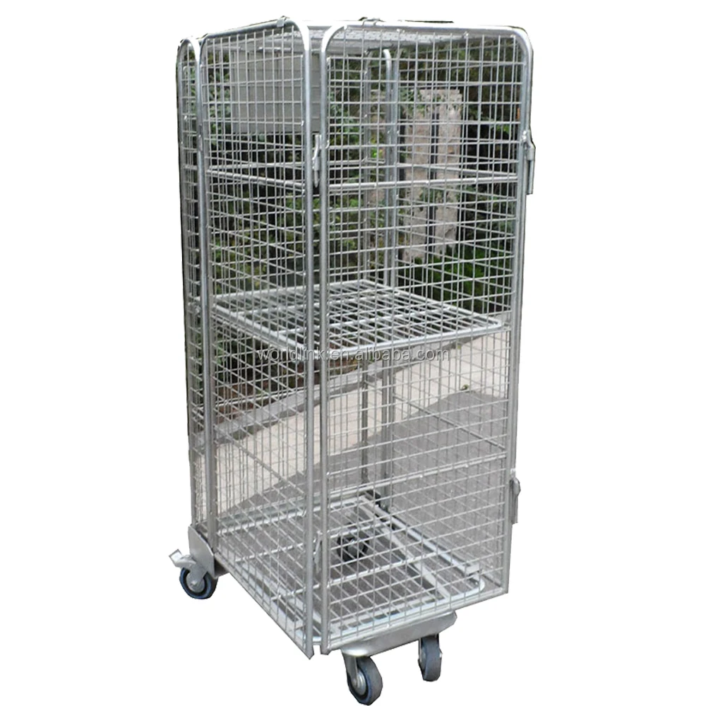 Heavy Duty Steel Foldable 4 Sides Cage Rocket Trolley Roll Cart - Buy ...