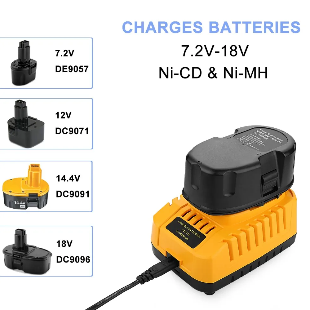 Battery Charger for Black and Decker 7.2V 9.6V 12V 14.4V 18V Ni-MH