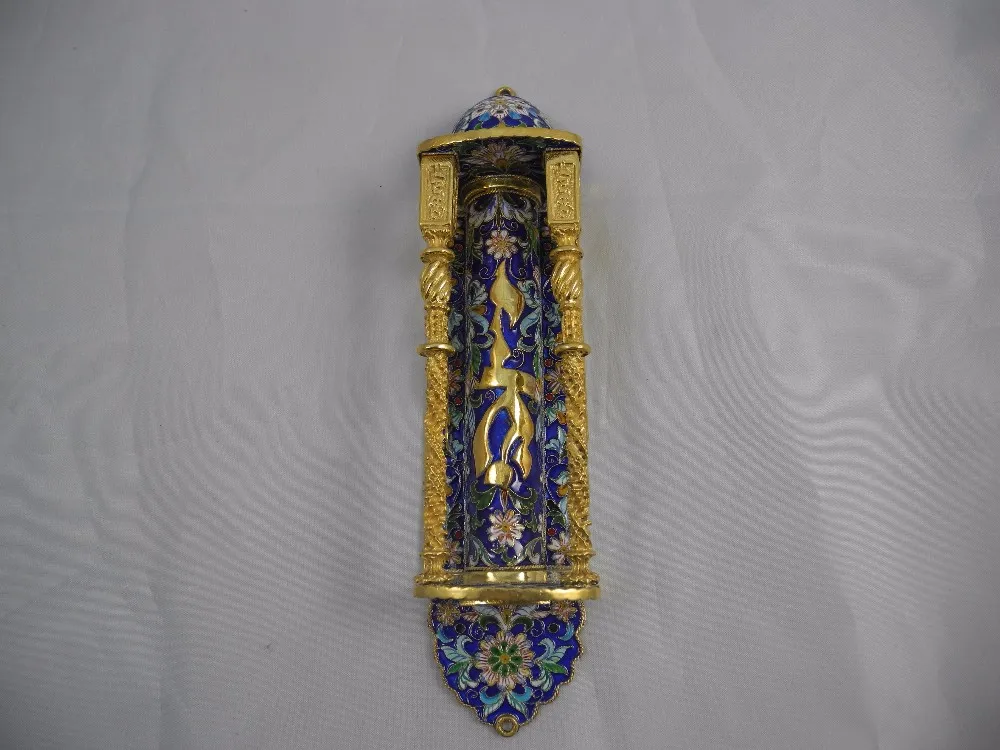 Door Mezuzah Sterling Silver Enamel Israel Jewish Symbol Judaica