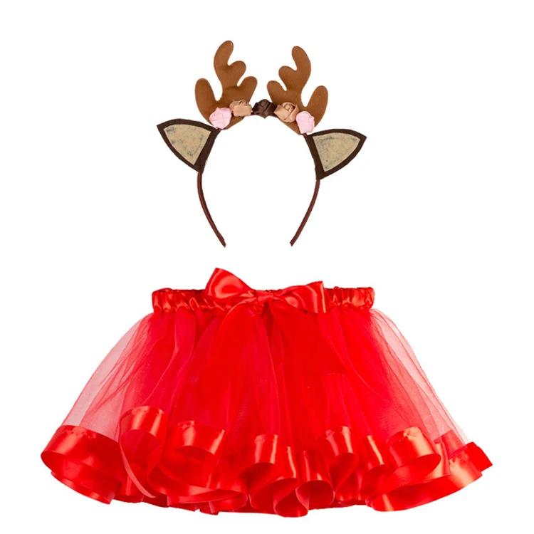 Kids Christmas Tulle Tutu Skirt With Reindeer Headband For Party - Buy ...
