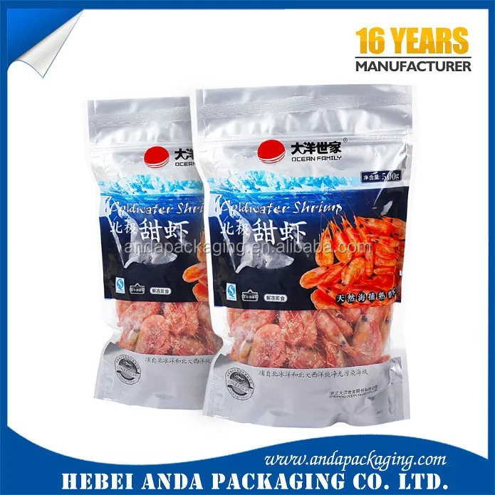 Frozen Shrimp Plastic Zipper Bag/flexible Frozen Beef Plastic Bags