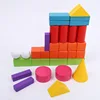 High quality 32pcs fun patterns and unique shapes wood castle baby wooden building blocks toys