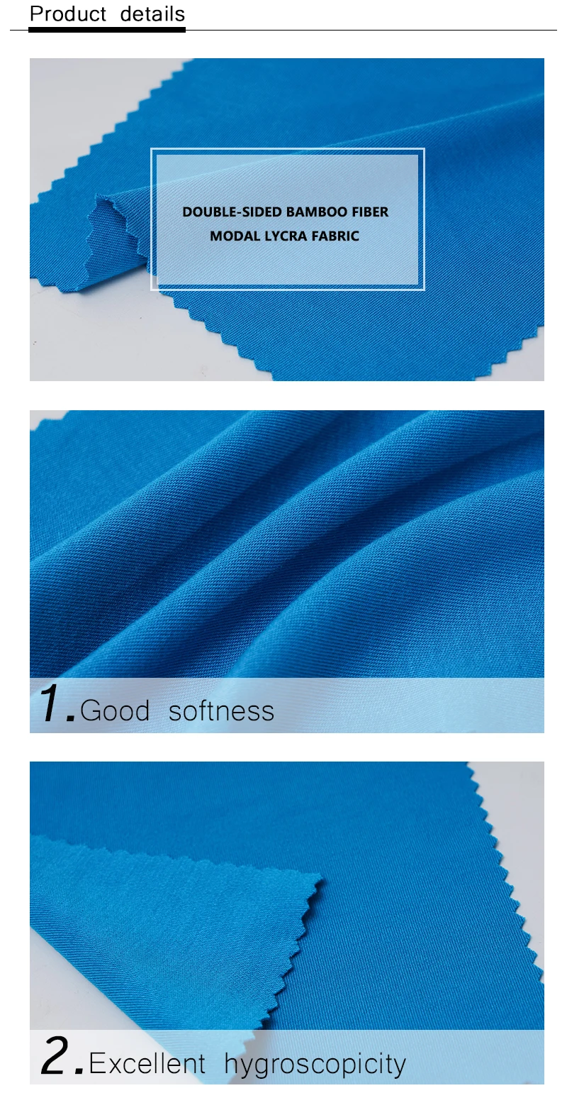 Soft 200gsm Strength Double-sided 47% Bamboo 47% Modal 6% Spandex ...