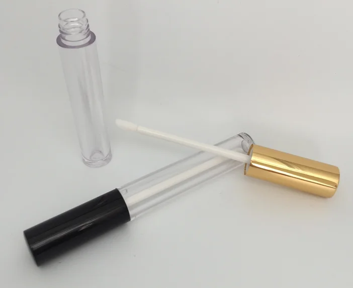 Makeup 5g Empty Lip Gloss Tube With Brush / Gold Lip Gloss Tube Packing