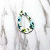 Colorful Fashion Flower Pattern Hollow Teardrop Leather Piece for earrings