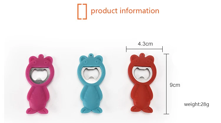 Amazon New Creative Cartoon Multifunction Silicone Stainless Steel Bottle Opener Beer Fridge Openers Kitchen Tools