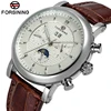 Forsining Classic Multifunctional Date and Day Watch Mechanical Genuine Luxury Brand Automatic Men Expensive Moon Phase Watches