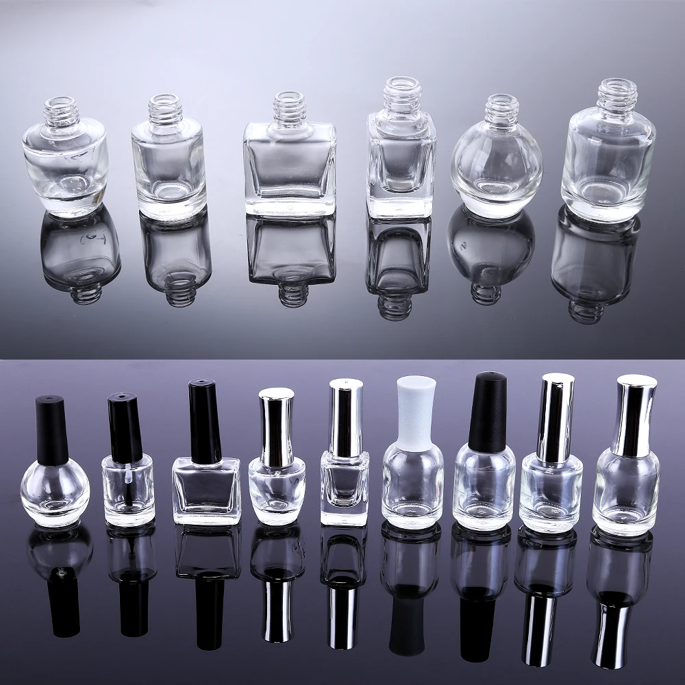 10ml 12ml 15ml Custom Unique Clear Empty Nail Polish Bottle With Cap