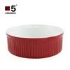 Smooth lines red color ceramic big round ramekin bowl for making cake
