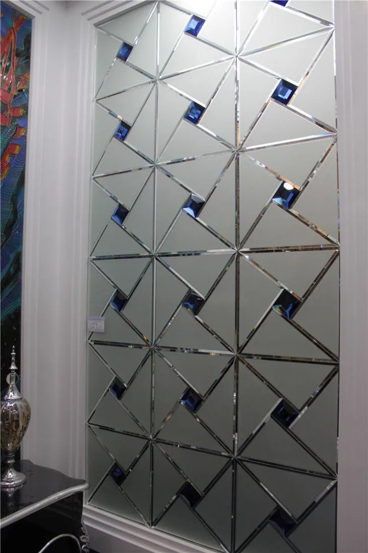 4 12mm Beveled Decorative Mirror Tiles Use For Wall New Design The Colorful And Reflective Glass