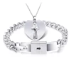 Key Necklace 316LStainless Steel Wedding Bridal Lock Bracelet Necklace Jewelry Set, OEM/ODM Accept