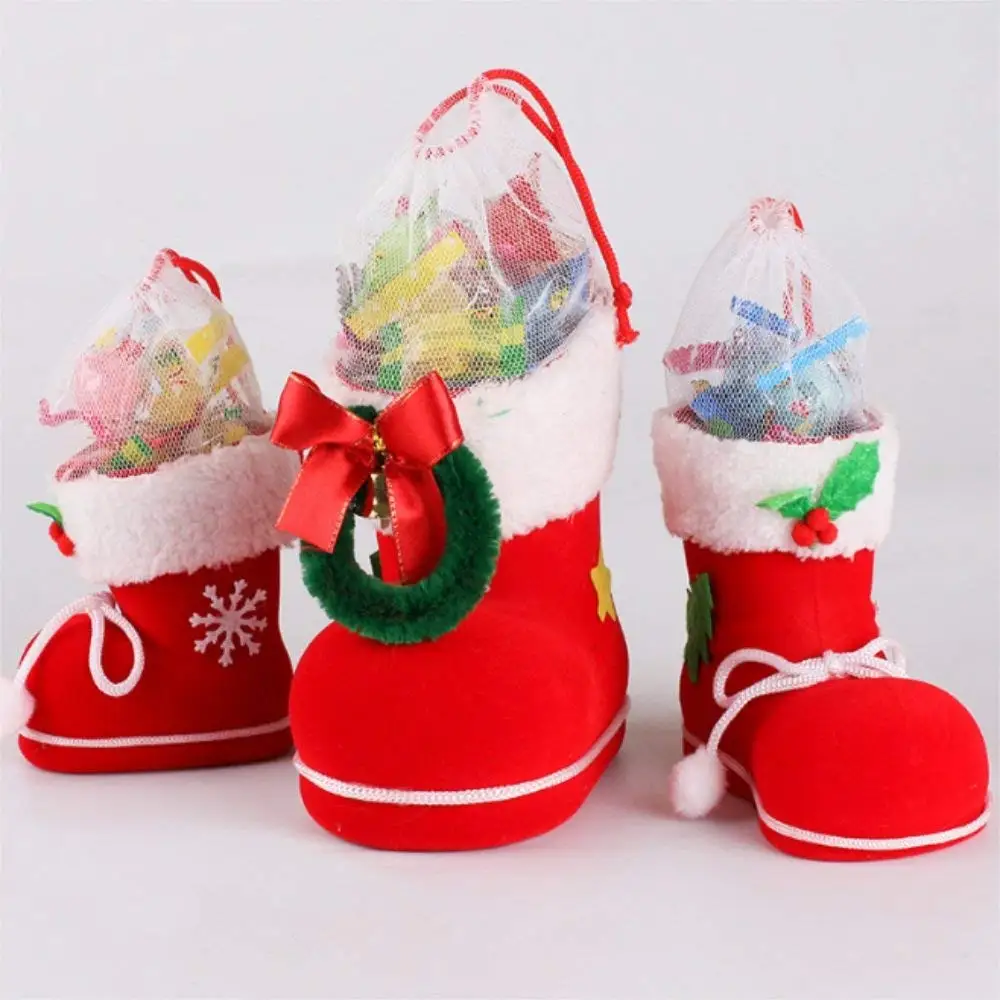 Longpro Holiday Theme Sack Christmas Bag Christmas Ornaments Christmas Gifts Christmas Candy Bag Candy Boots for Christmas Tree Decorations Carry Gifts Candies Home Decoration Assorted Sizes Set of 3