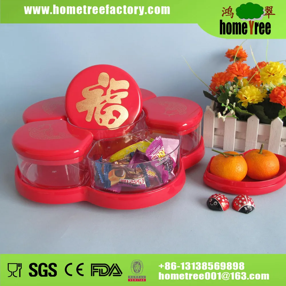 4 Cells Orange Shaped Good Luck Candy Plastic Container ...