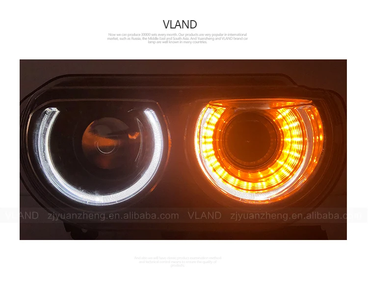 Vland Led Head Lamp For Dodge Challenger 2008-2014 Modificada Head