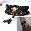 Chinese Zodiac Black Buddha Beads Bangles Handmade Jewelry Ethnic Glowing in the Dark Bracelet