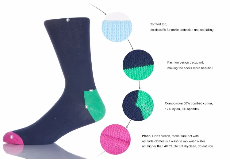 Custom Logo Fun Colorful Socks for Men, Cotton Funky Black Socks