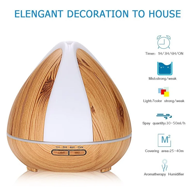 Air Cool Mist 300ml Aroma Diffuser With Warm Led Light Aromatherapy