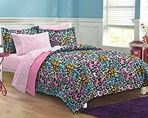 Buy 5 Piece Girls Teen Rainbow Leopard Themed Comforter Twin Xl