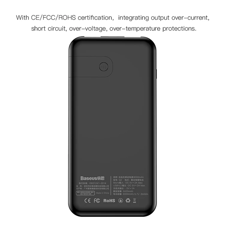 Baseus Universal 8000mAh Dual USB Power Bank Battery Charger Case Wireless Charging For Mobile Phone Power Banks - ANKUX.COM