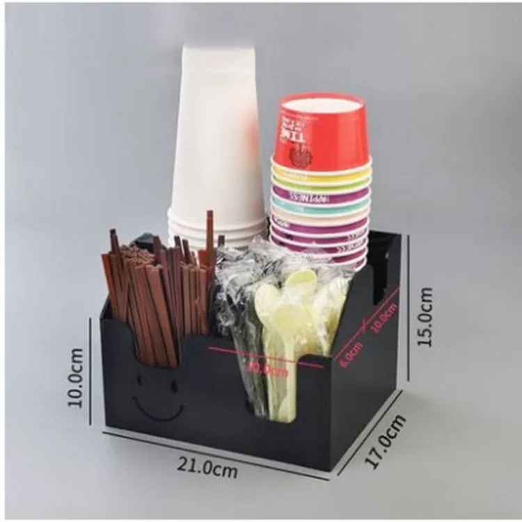 Custom Smile Acrylic Paper Cup Holder For Coffee Condiment Organizer