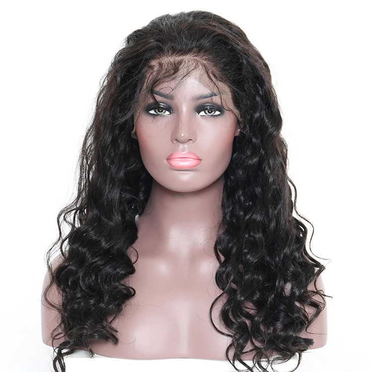 Hand Tied Virgin Human Hair Wigs Loose Wave Raw Indian Full Lace Wig ...