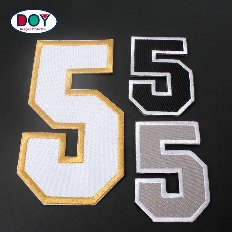 Sew On Custom Twill Fabric Machine Embroidery Letters Number Patches For Hat And Textile