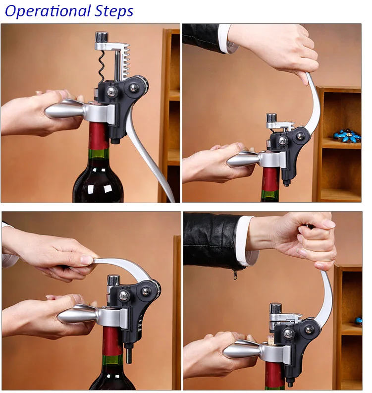 Deluxe 9pcs Rabbit Wine Bottle Opener Vertical Lever Corkscrew Wooden ...