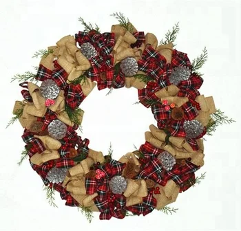 new christmas burlap wreath with pinecones and ribbon for home and holiday decoration 2018 fashion new - Christmas Burlap Wreaths new christmas burlap wreath with pinecones and ribbon for home and holiday decoration 2018 fashion new - Christmas Burlap Wreaths