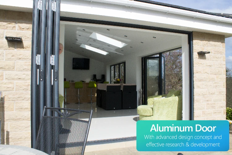 Aluminum patio / balcony double glass exterior accordion folding door Folding glass balcony aluminium bifold doors