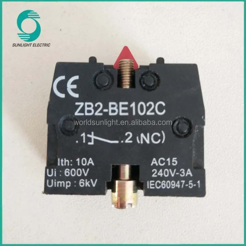 Shamrock RB2-BE102 Normally Closed Contact Block Switch - Red Button AC/DC 3 thumbnail image