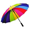 High quality oem promotion outdoor rainbow straight golf umbrella windproof