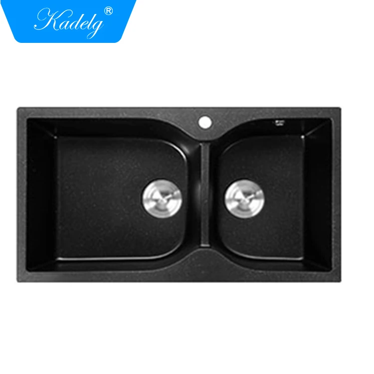 Eco-Friendly Black Matt Quartz Double Kitchen Sink