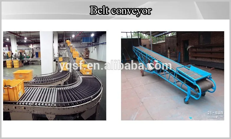 China trough roller movable egg flour bag belt conveyor
