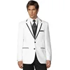 Custonize Service 3 Pieces White Men Suit Slim Fit Tuxedos Black Notched Lapel Graduate Tuxedos For Mens One Button Groom Suits