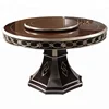 New model silver leaf veneer top new classic wooden shiny color round dining table with lazy susan