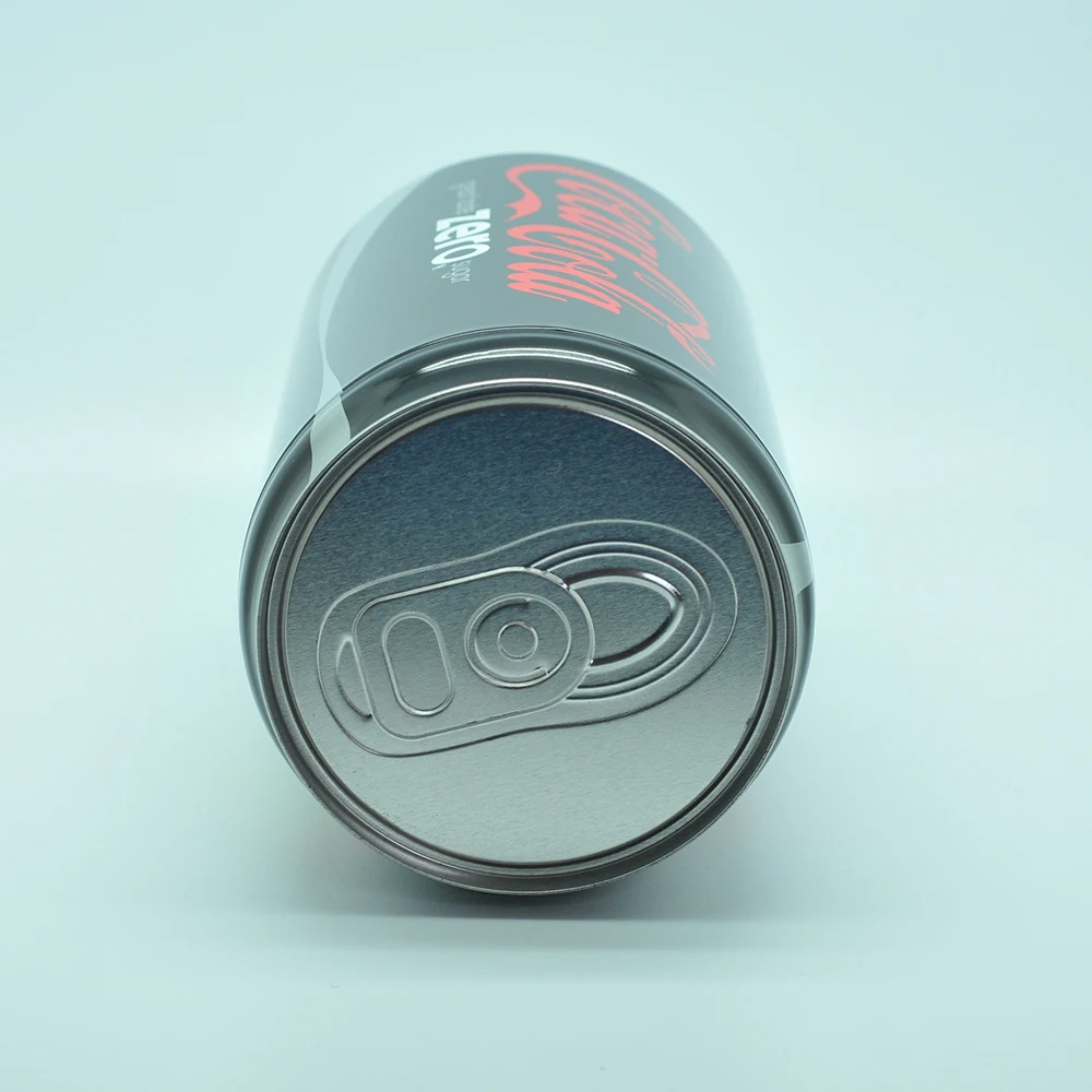 Funny ring pull tin cola can shape round small black tin can Christmas packaging