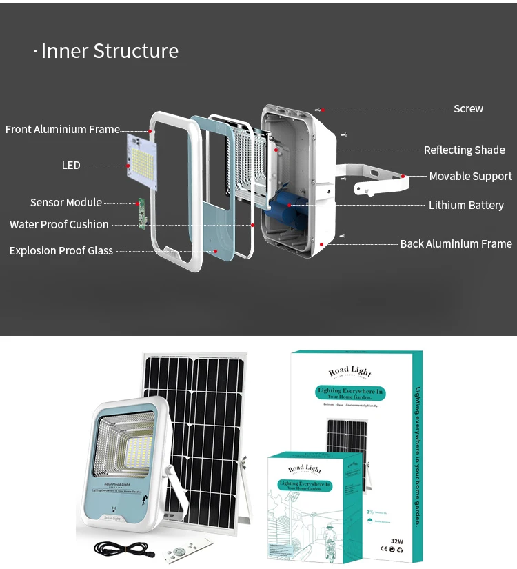 Outdoor IP66 waterproof Die-casting aluminum 30w 50w 70w 100w solar street light