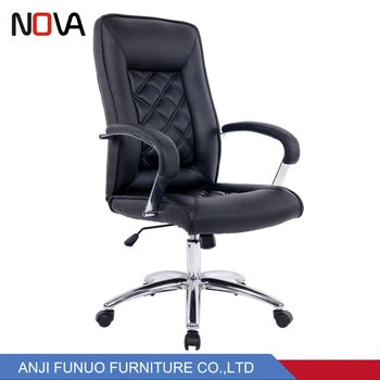 High Rise Ripple Black Office Leather Arm President Chair With